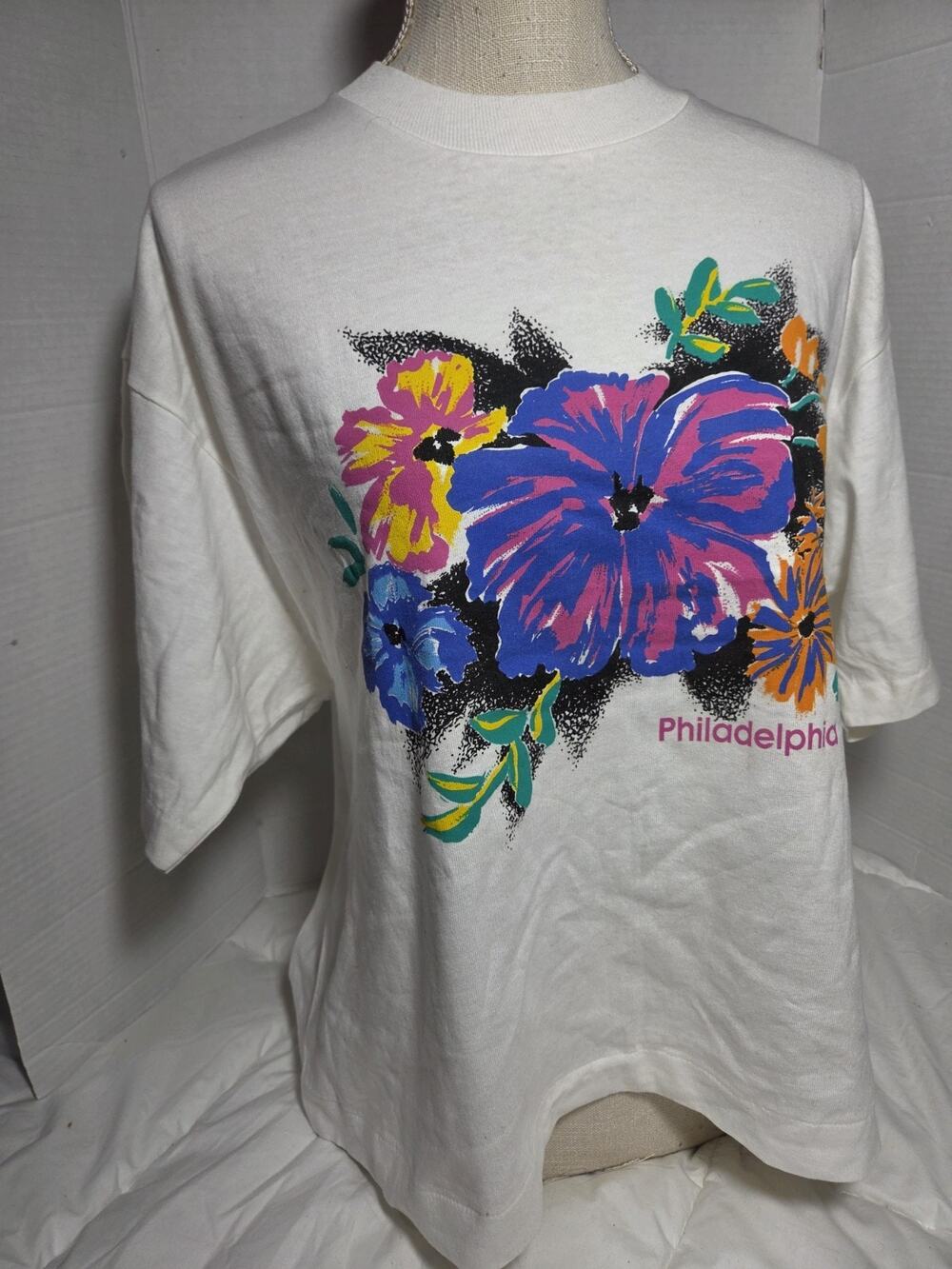 Fruit Of The Loom Single Stitch T-Shirt Women One Sz Vtg 90's Made USA Philly